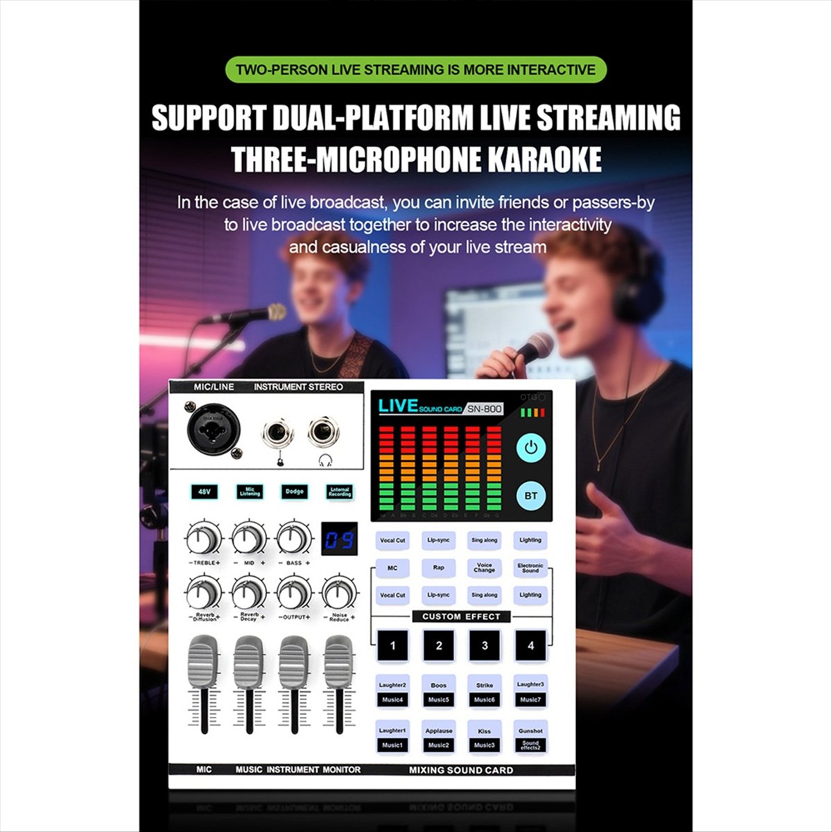 Audio And Music Mixer - DTC5 SN800 Live Sound Card Voice