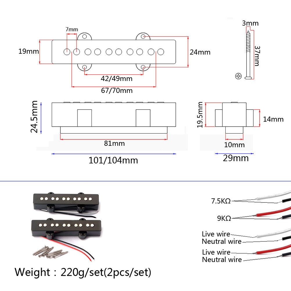 5 String Electric Bass Pickups - Bass Guitar Strings review and price