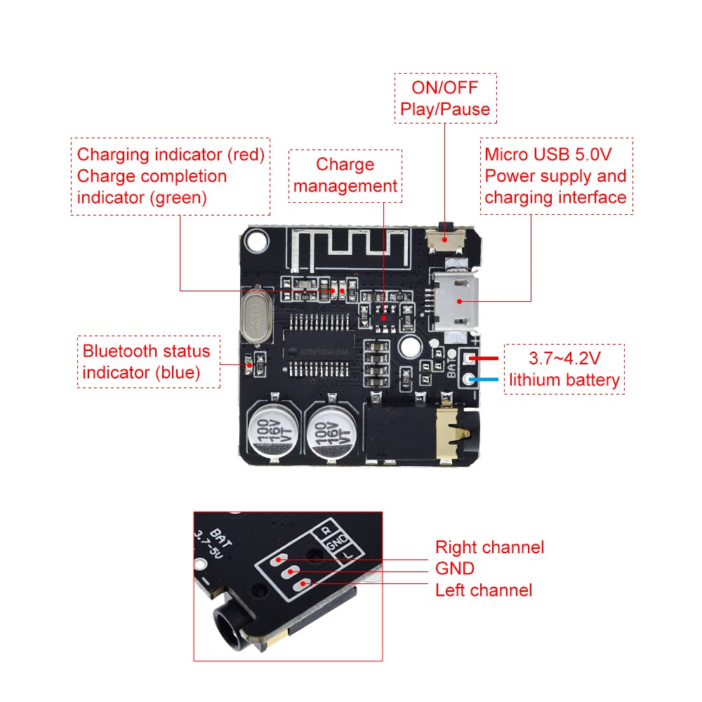Bluetooth-5.0 MP3 Audio board  - Audio Music Player App review and price