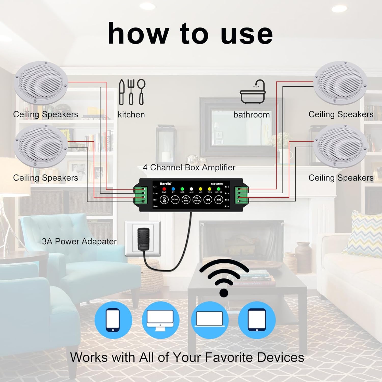 Herdio 4Pcs 320W Wall In Ceili - Audio Music Store review and price